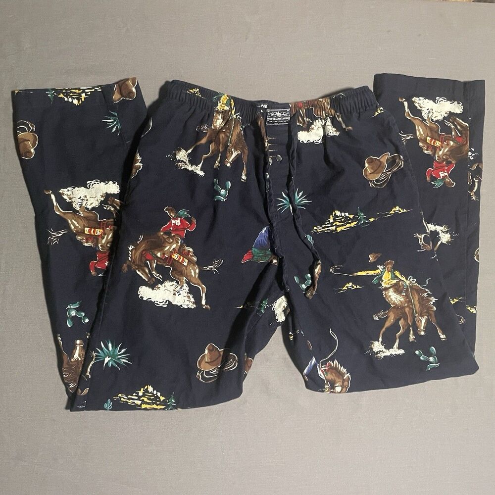Polo Ralph Lauren Western Pajama Pants Size Small Cowboys Rodeo Drawstring